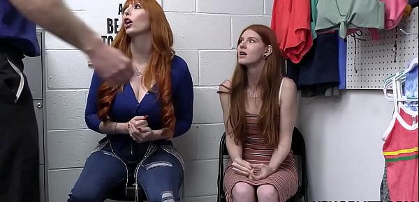  Cop fucked teen and her dirty stepmom Jane Rogers and Lauren Phillips after he busted sexy redhead thief with amazing tits